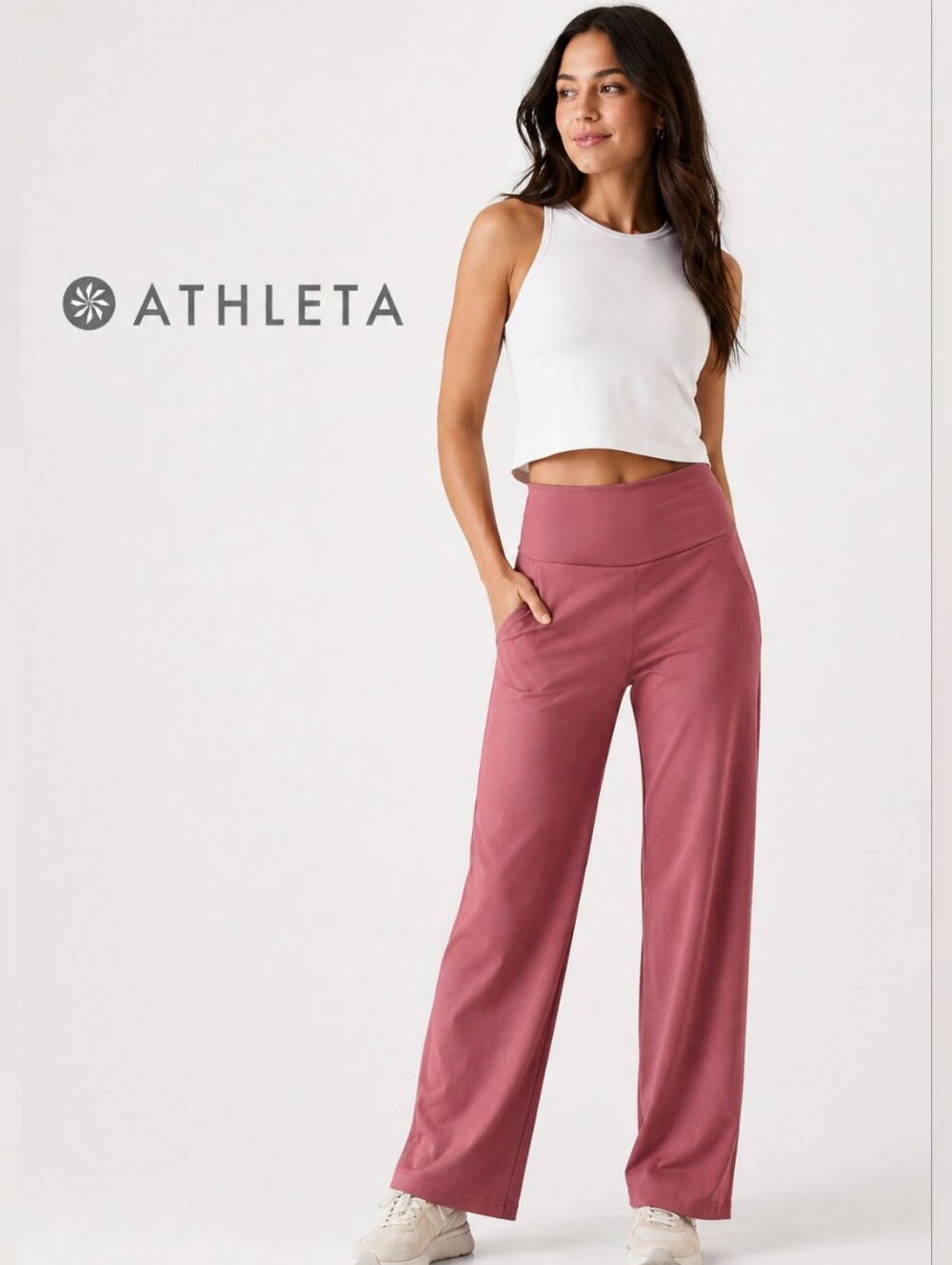 NWOT Athleta Brooklyn Heights High Rise Wide Leg Trouser Size:12 Minimalist